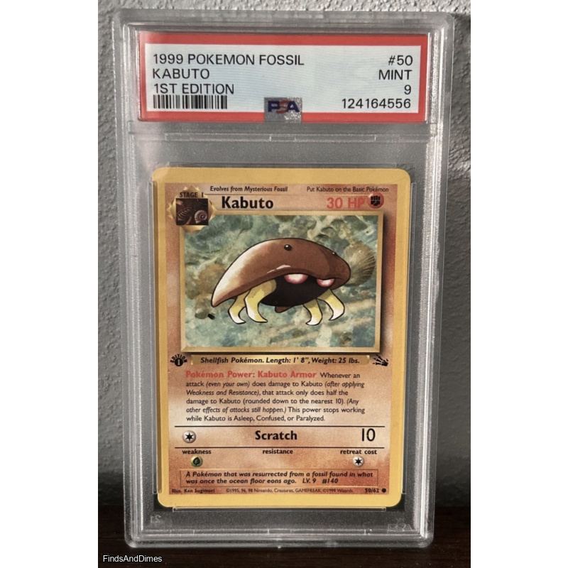 Pokemon Company 1999 Fossil Kabuto 1st Edition 50/62 PSA 9 English