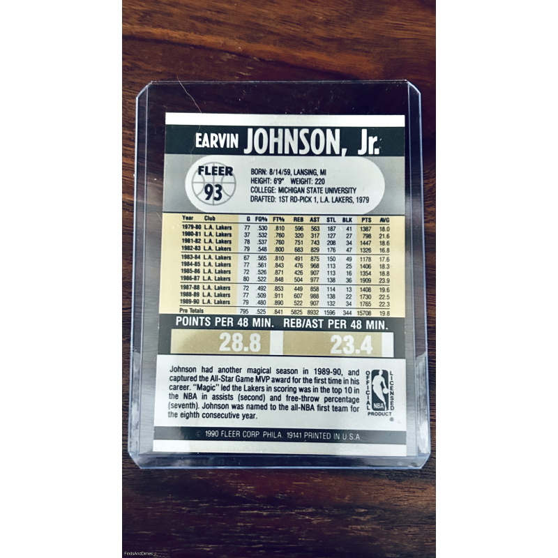 1990 Fleer Basketball Earvin Magic Johnson Los Angeles Lakers #93 NBA Final’s
